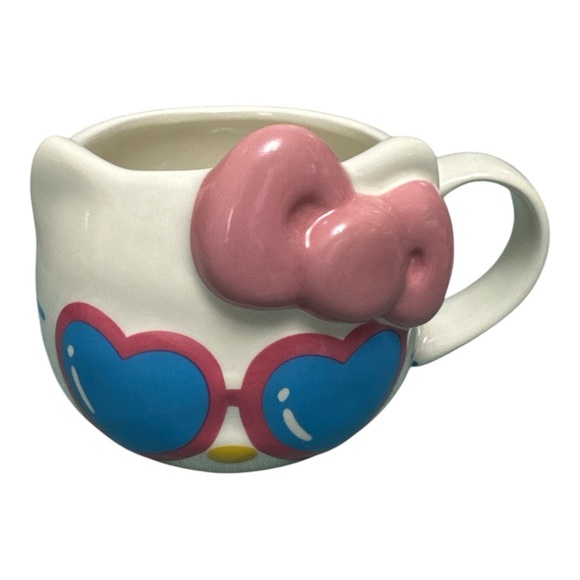 Hello Kitty Other - Hello Kitty Mug with Pink Bow and Blue Glasses